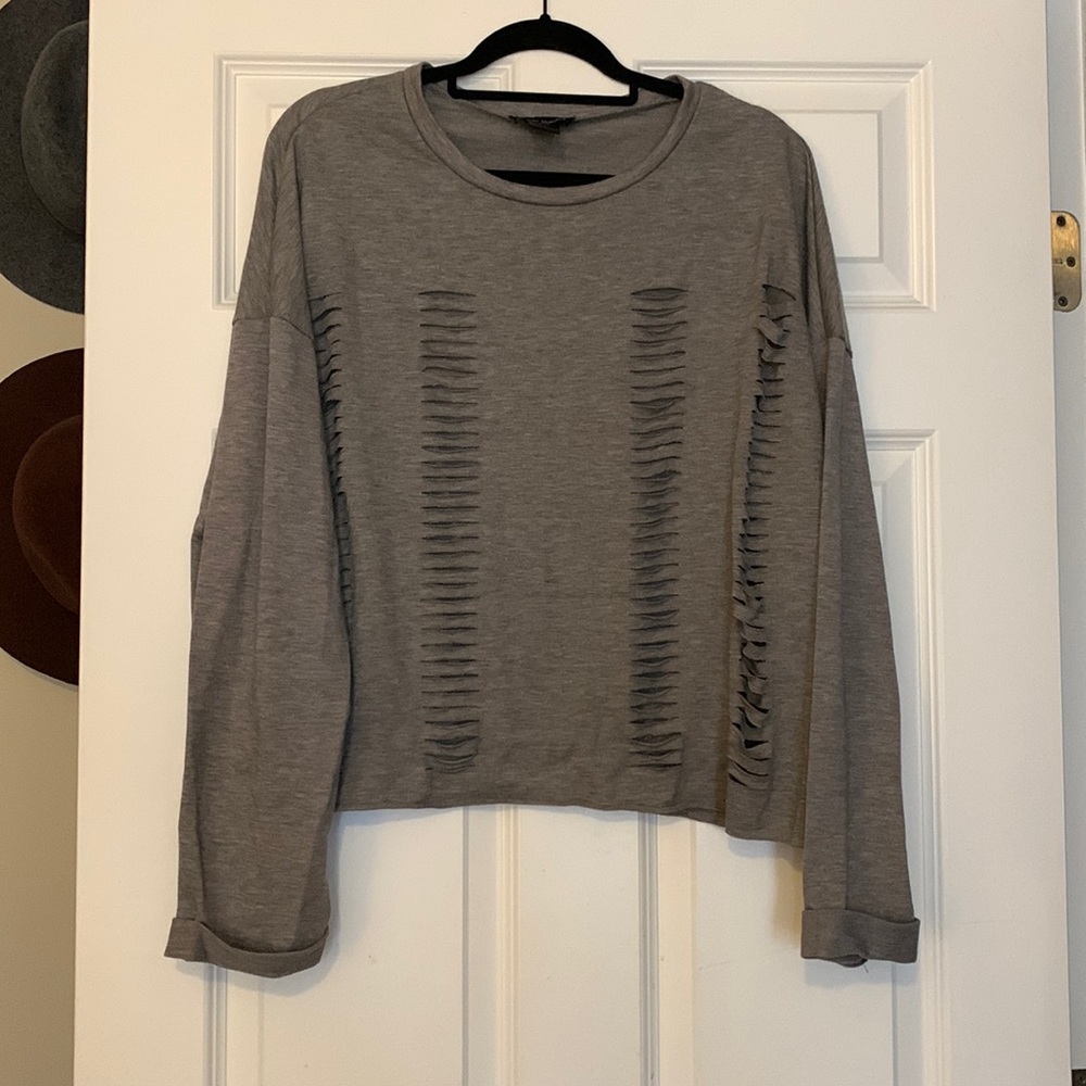 gray long sleeve distressed T. Great for oversized look